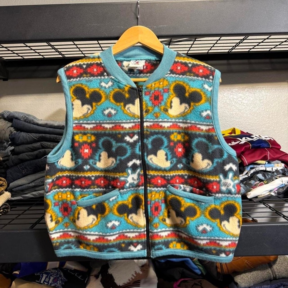 Vintage Mickey & Co Vest Fleece Vintage Pockets Southwestern vest Size Large